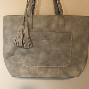 Weimeibaige Women's Vegan Faux Leather Shoulder Bag Tote, Large, Gray NWOT